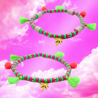Dog jewelry necklace “FeelGood” PinkGreen
