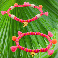 Dog jewelry necklace “FeelGood” PinkOrange