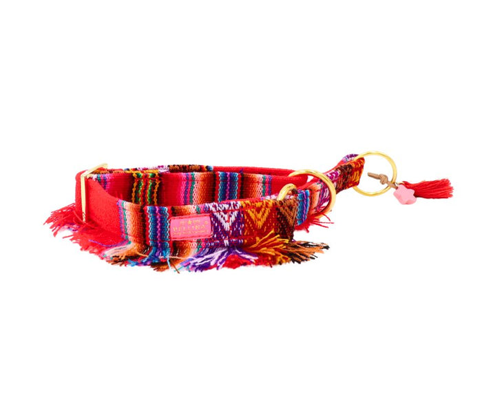 Zugstopp Halsband "LaaBoheme“ Red Fringe